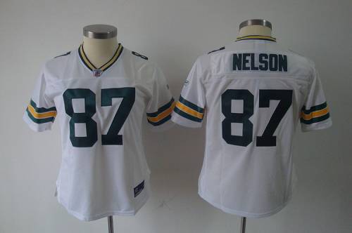 Packers #87 Jordy Nelson White Women's Team Stitched NFL Jersey